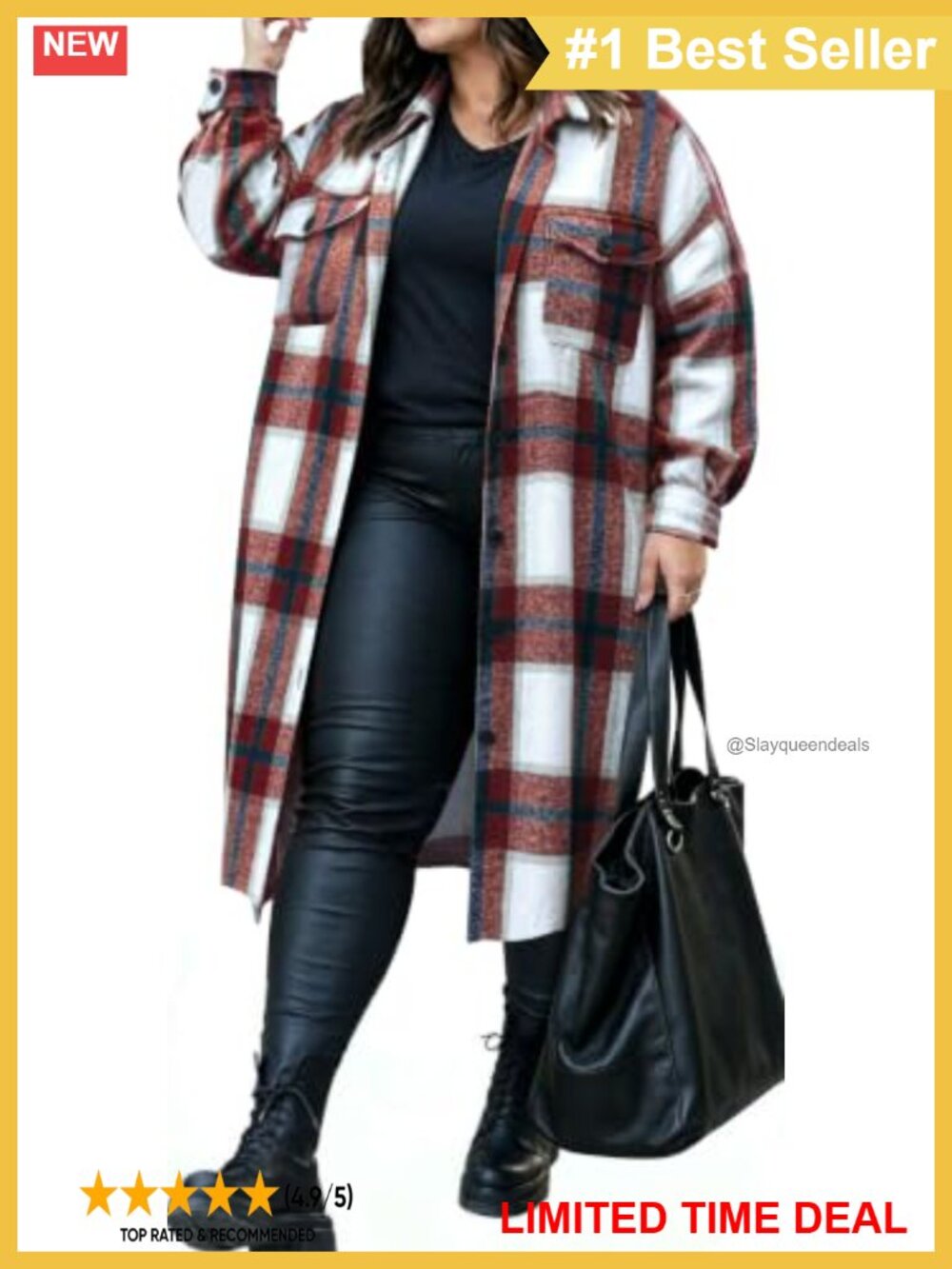 Women's Plus Size Flannel Plaid Shacket Button Down Midi